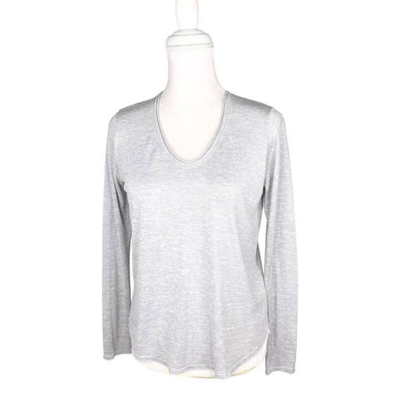 Vince gray v-neck long-sleeve tee t-shirt small - Picture 1 of 15